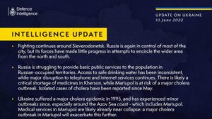 Британська розвідка: РФ контролює більшу частину Сєвєродонецька, спалах холери загрожує Маріуполю